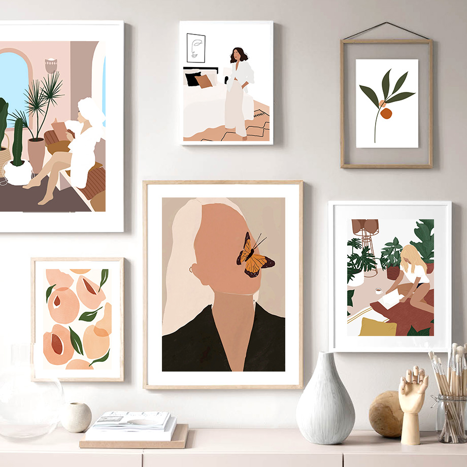 Plant Jackfruit - บทคัดย่อสาวพืชผลไม้ Leaf Vintage Nordic โปสเตอร์และพิมพ์ภาพผนังศิลปะภาพวาดผ้าใบภาพผนังสําหรับตกแต่งห้องนั่งเล่น