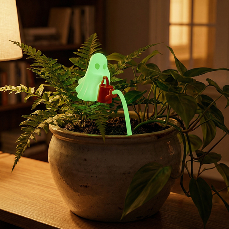 Plant Parent - ของตกแต่งต้นไม้เรืองแสงในที่มืด รูปผี 3 มิติ พร้อมกระบอกน้ำรดน้ำ ของประดับตกแต่งกระถางต้นไม้สำหรับวันฮาโลวีน